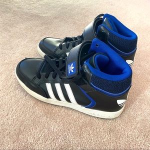 Adidas High Top Blue Sneakers with Velcro Buckle
